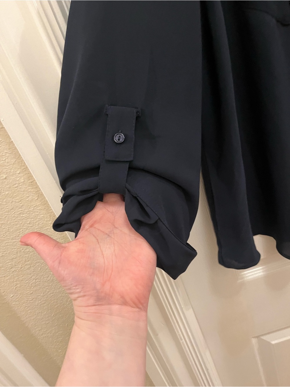 Cato Brand - Size: 26/28. Chiffon Button-Front Blouse in Deep Navy - Picture 3 of 6